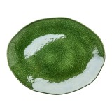 TRAY GREEN STONEWARE OVAL 40